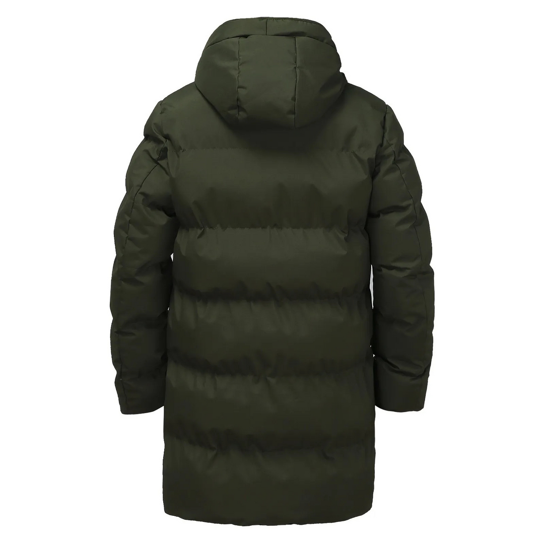 Tommaso - Men's Long Winter Coat with Hood, Lined Quilted Coat