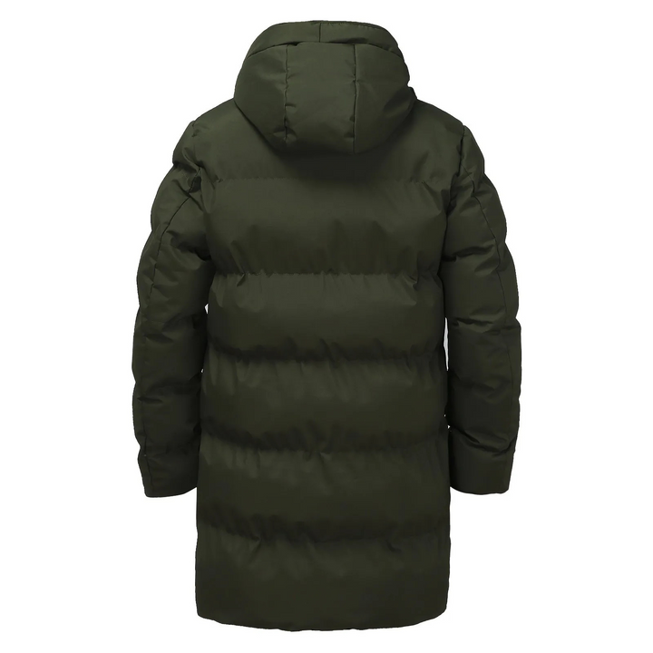 Tommaso - Men's Long Winter Coat with Hood, Lined Quilted Coat