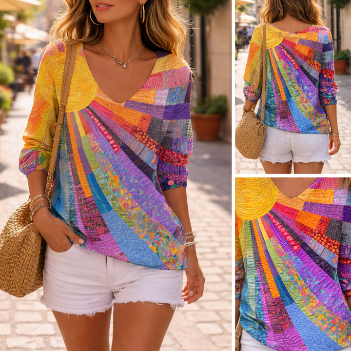 Retro Colorful Patchwork T-Shirt