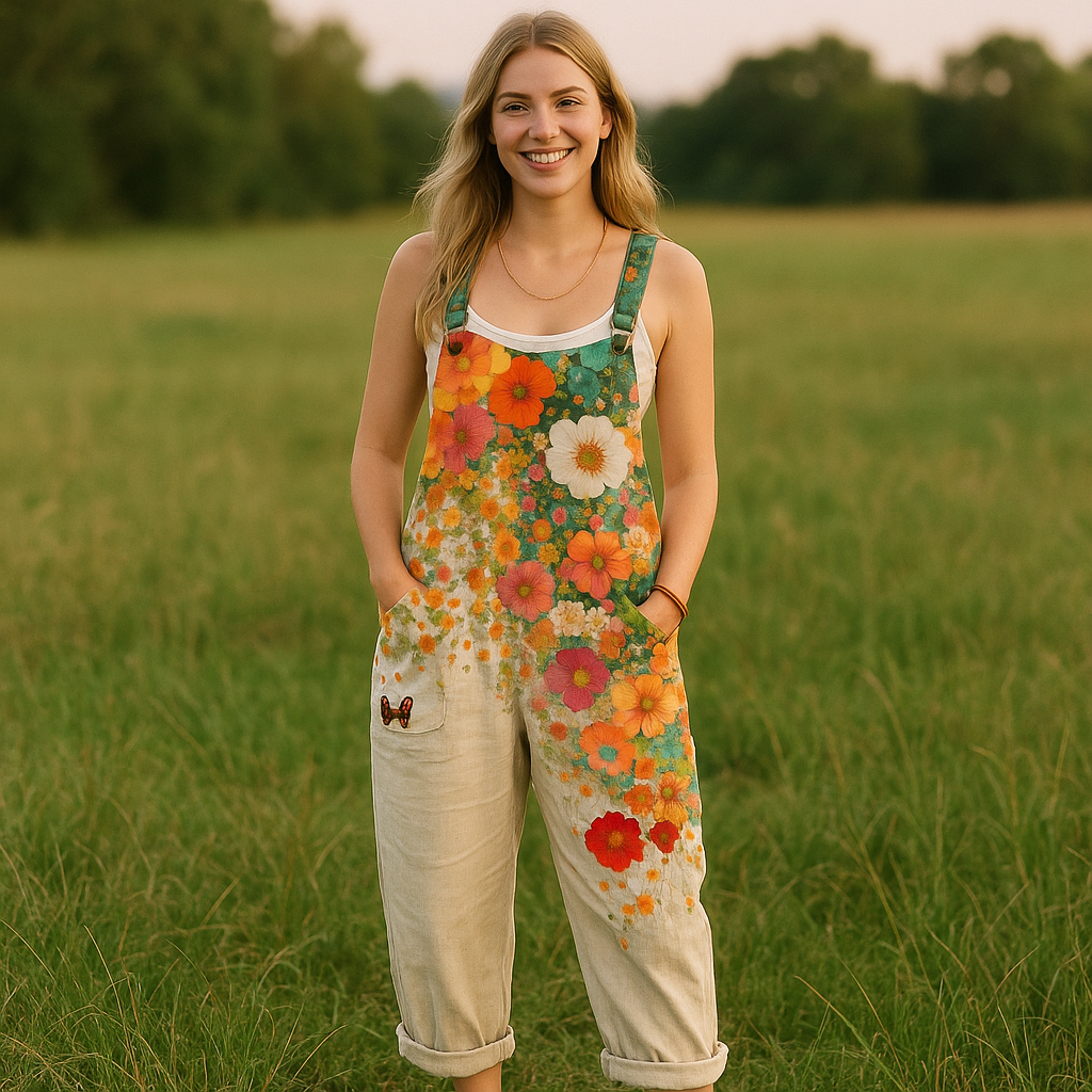 Women's Vintage Floral Jumpsuit - Effortless Style & All-Day Comfort