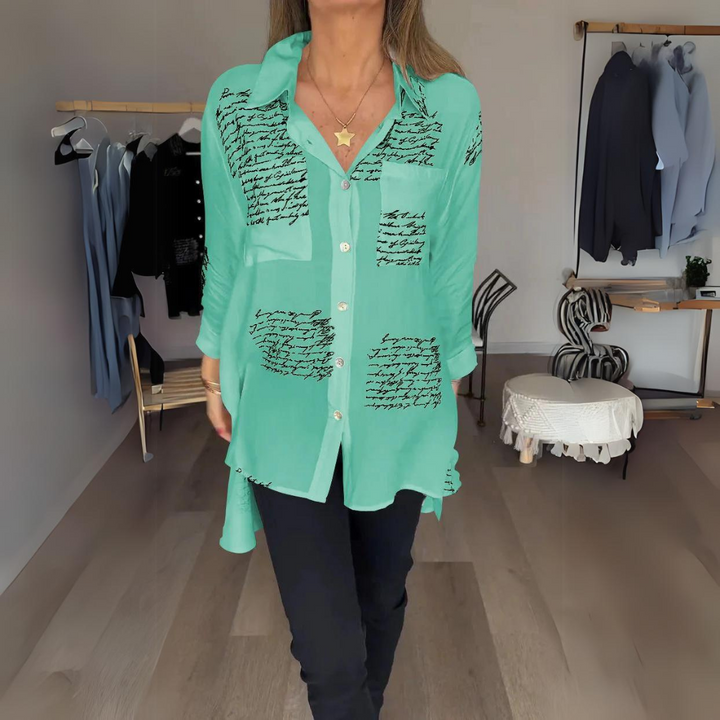 Carla™ | Handwritten Button-Up Blouse