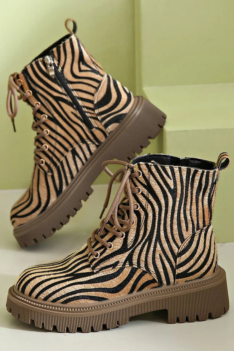 ZEBRA PRINT LACE-UP SHOES