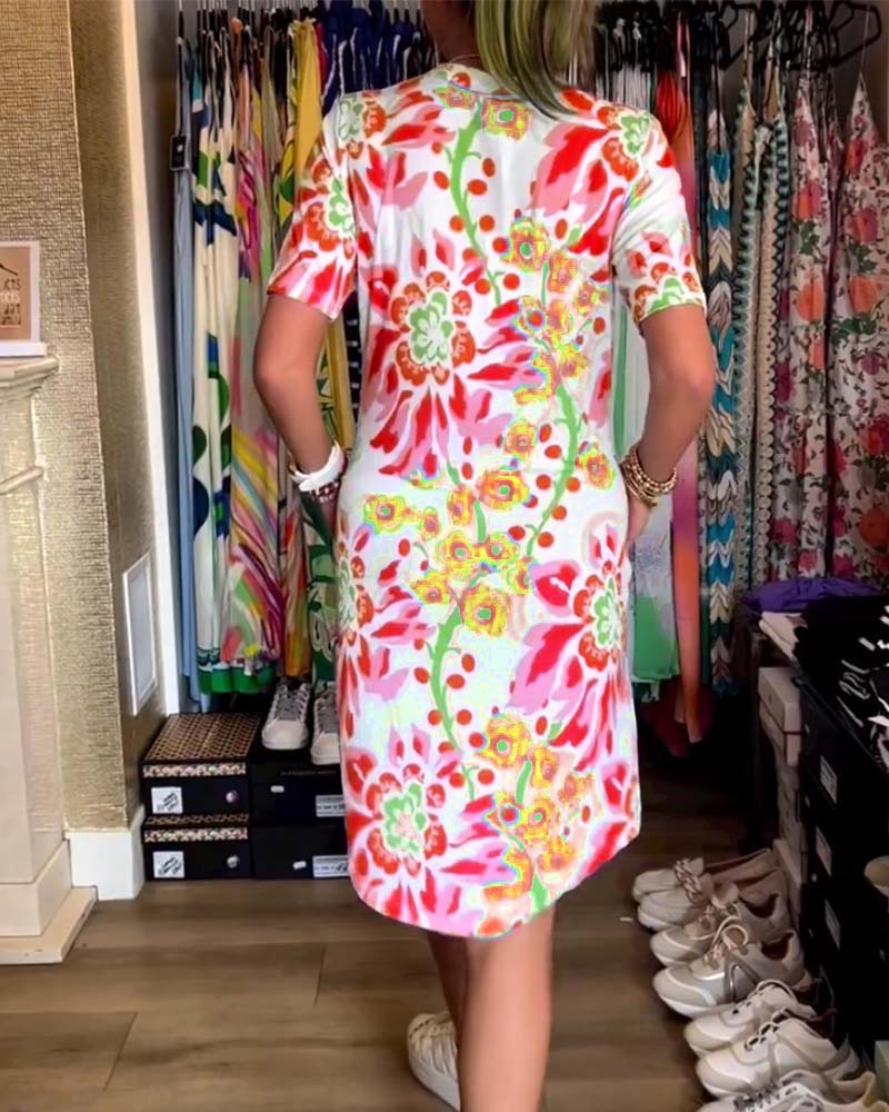 Federica™ - Dress with short sleeves and floral print