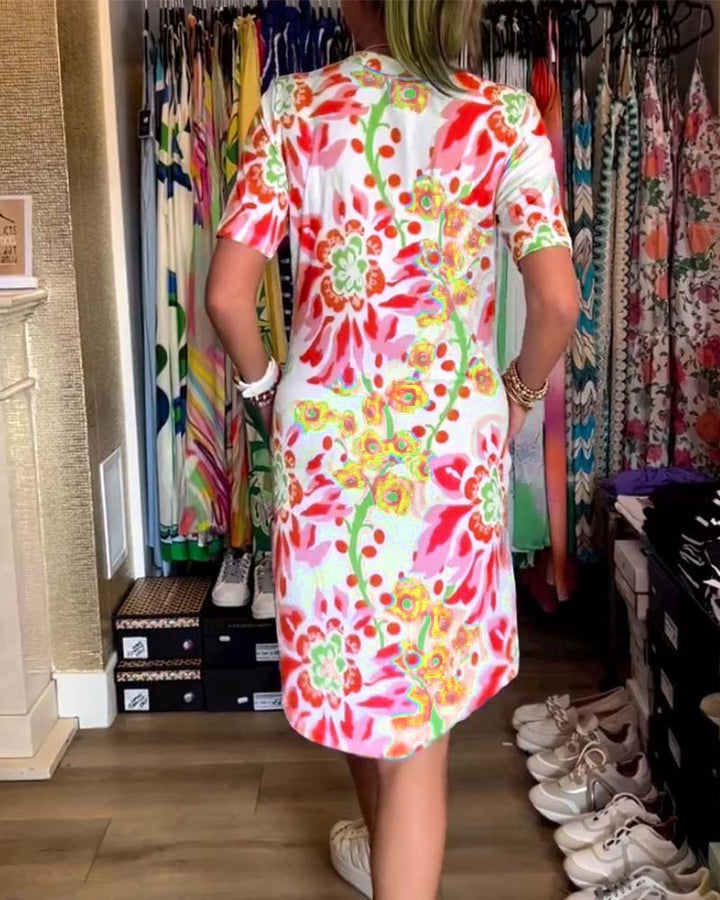 Federica™ - Dress with short sleeves and floral print