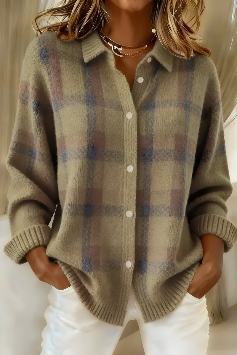 Tesa | Cozy Plaid Cardigan