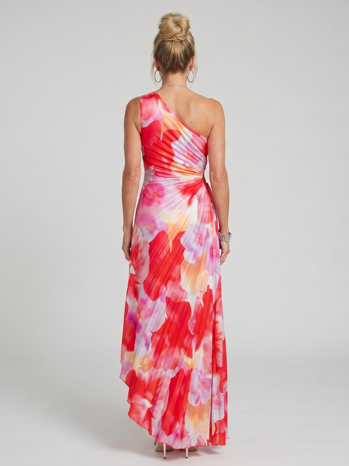 Taya | One-Shoulder Pleated Midi Dress