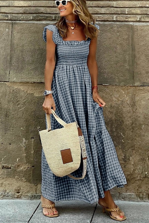 Odette™ - Elegant Checkered Summer Dress