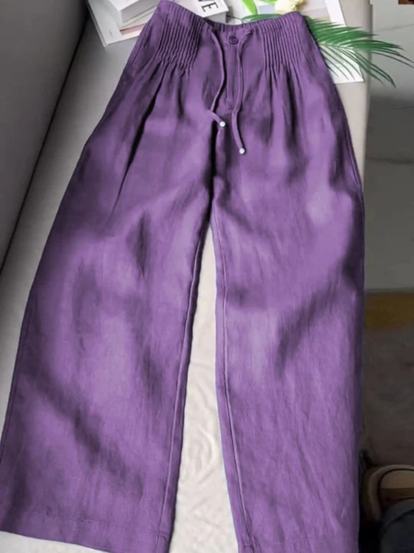 Camille | Cotton-Linen Blend Wide Leg Pants