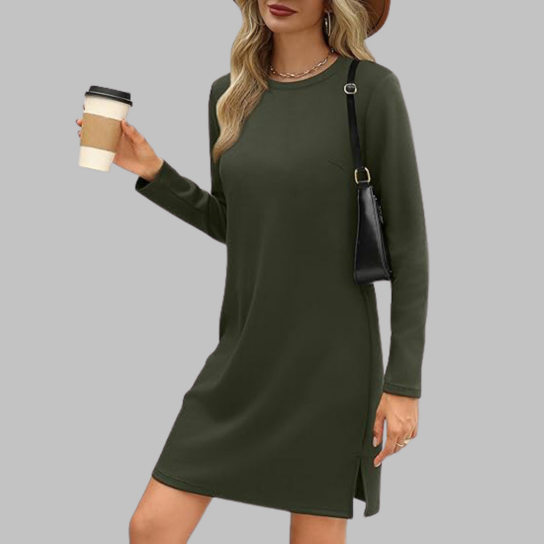 Talia™ – Casual Long-Sleeved Crew Neck Mini Dress