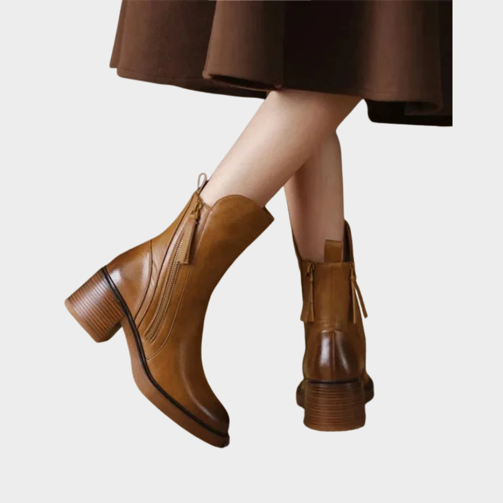 Gabriella | Comfortable Leather Ankle Heels