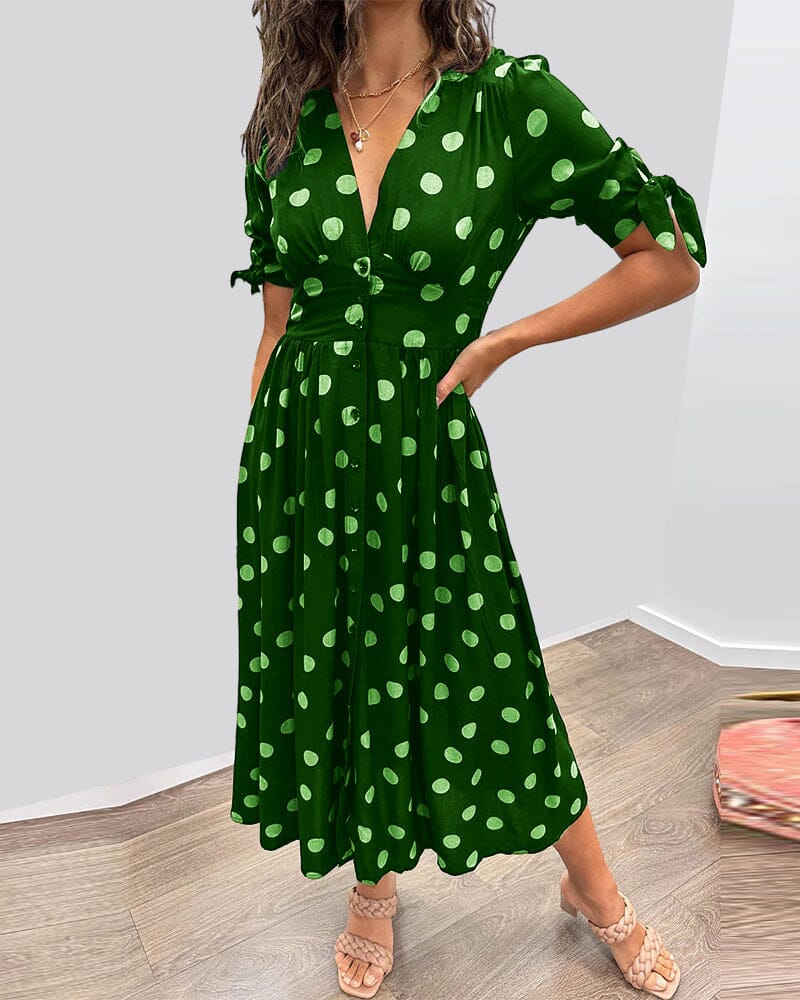 Bellamy - V-Neck Polka Dot Dress