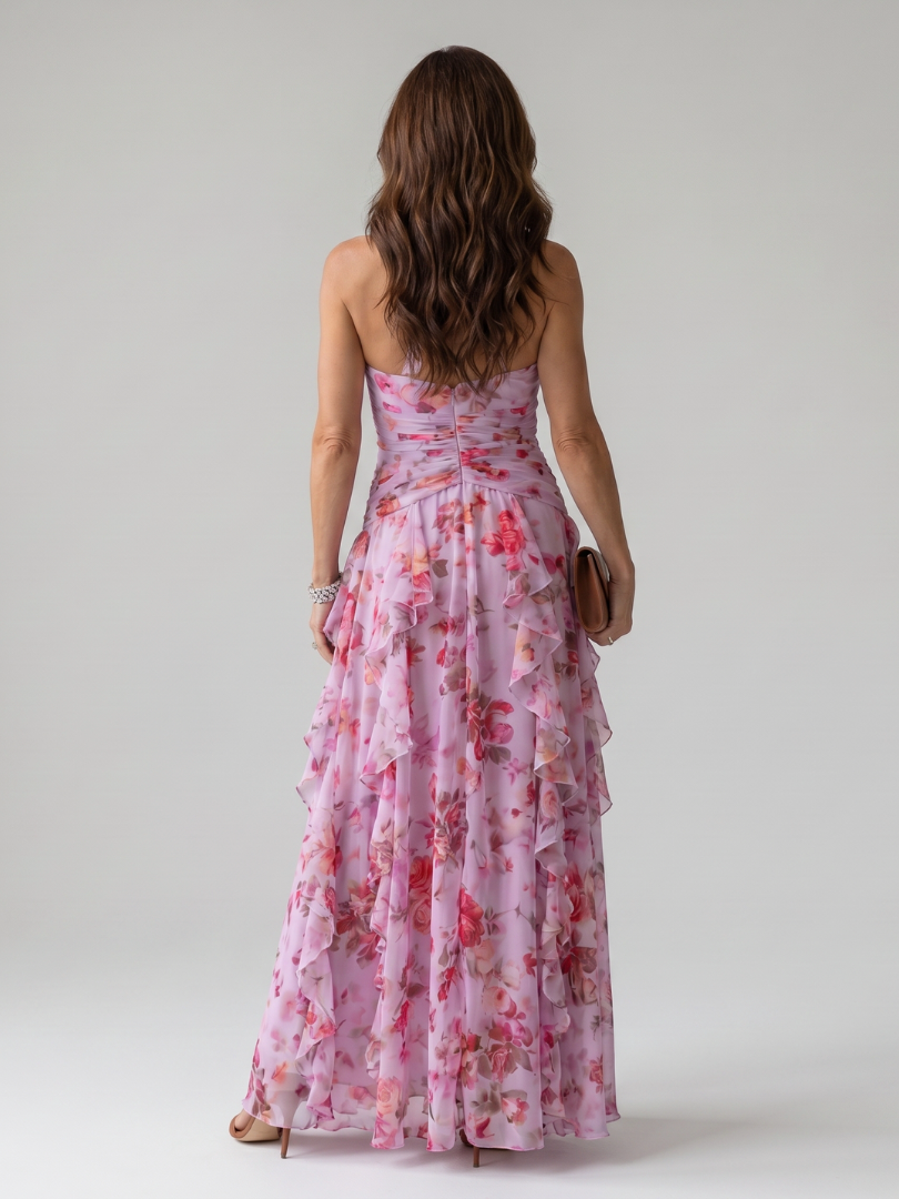 Nori | Halter Neck Ruffle Top Floral Maxi Dress