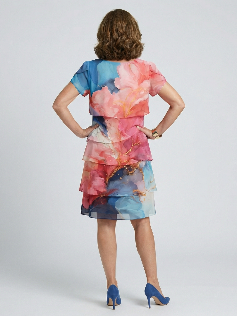Mira | Elegant knee-length dress with marble print