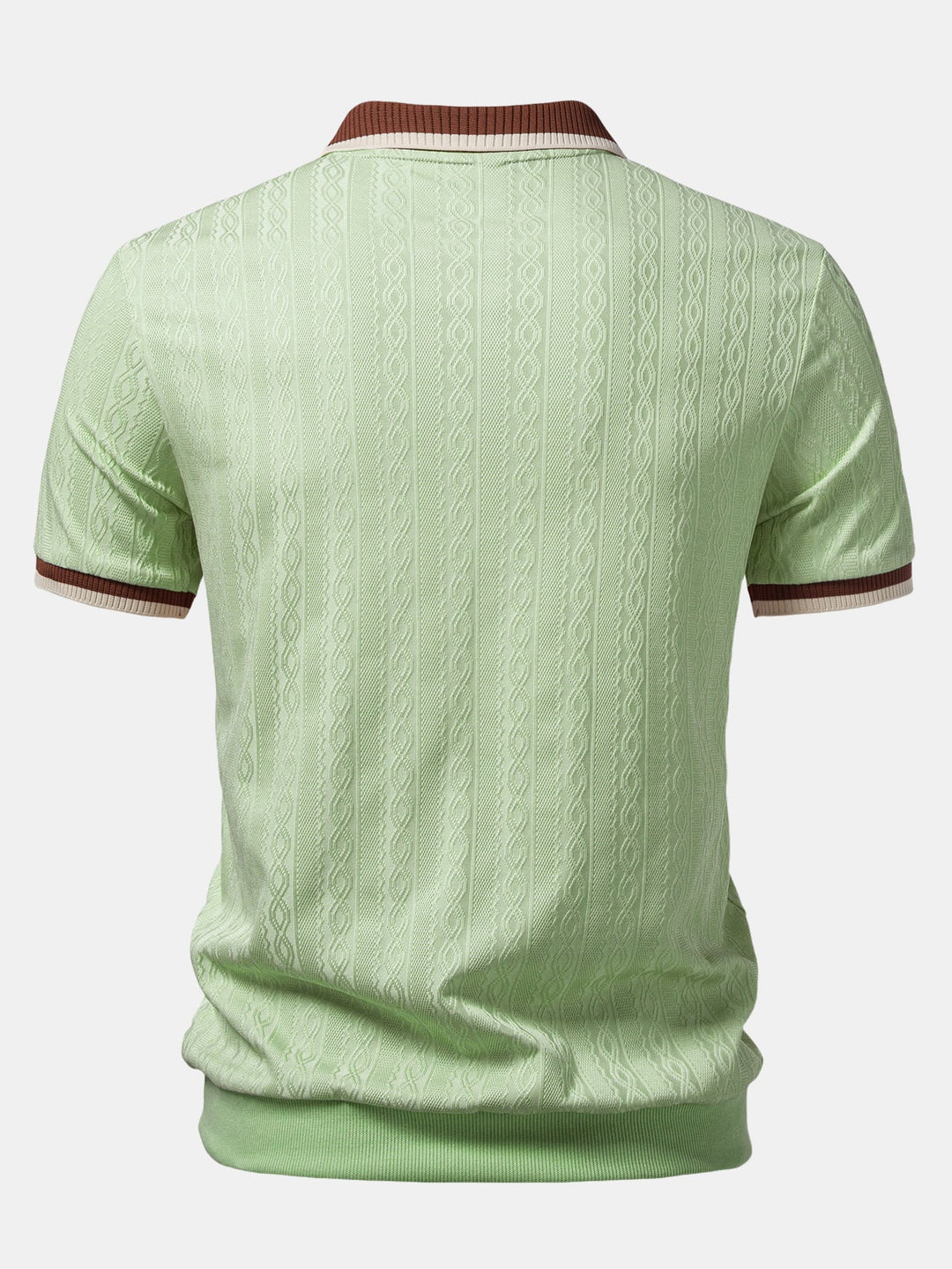 Structured Knit Polo with Contrast Trim and Zipper