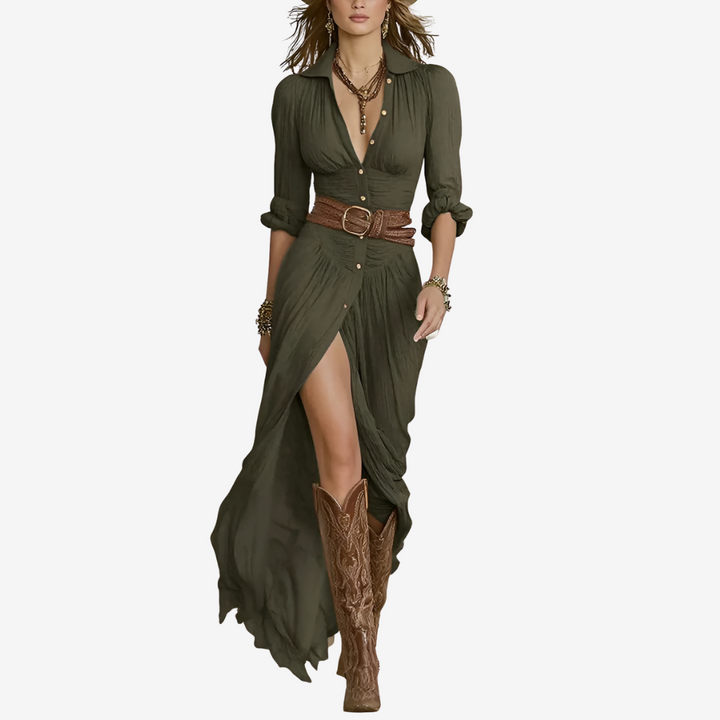 Eve™ Maxi Flowing Dress with Belt