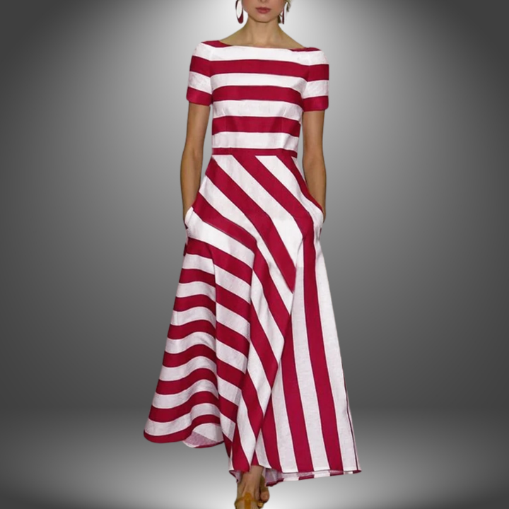 Natalia | Long Striped Dress, Handmade