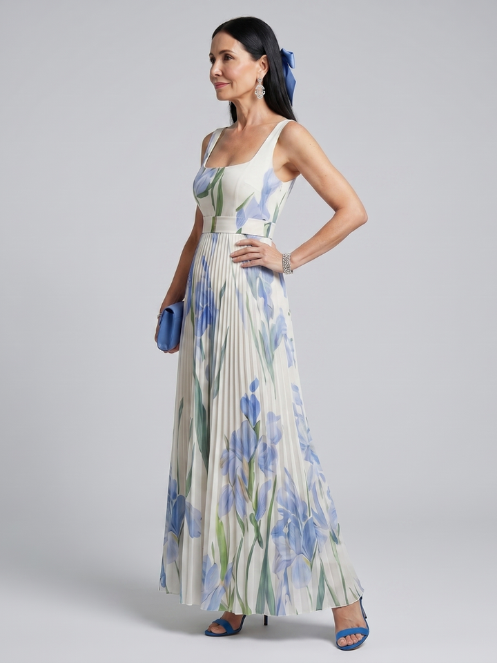 Ophelia | Square Neck Floral Sleeveless Midi Dress