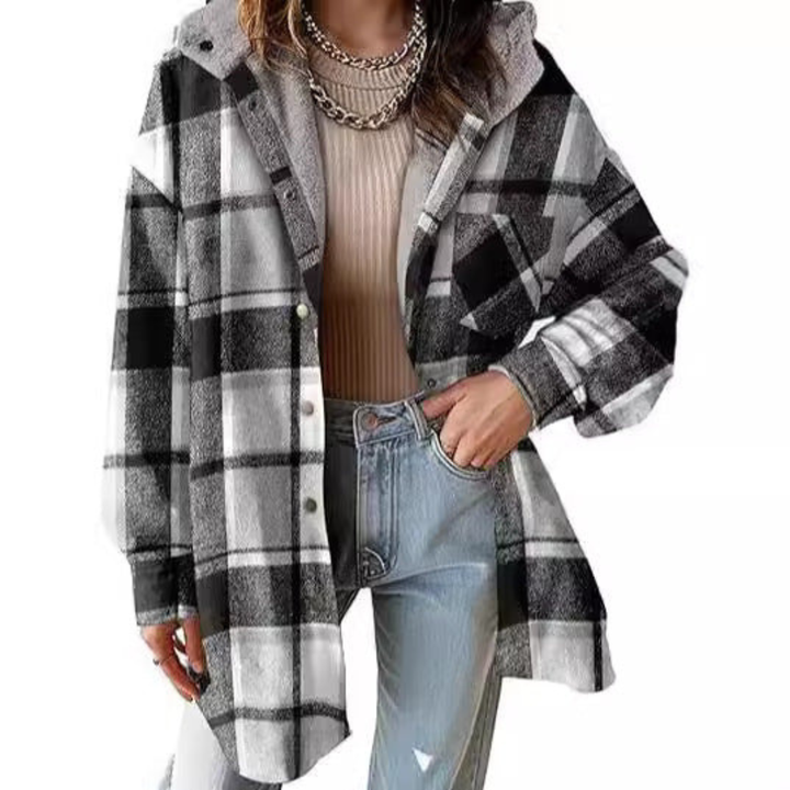 Tallulah™ - Relaxed Fit Plaid Hooded Jacket