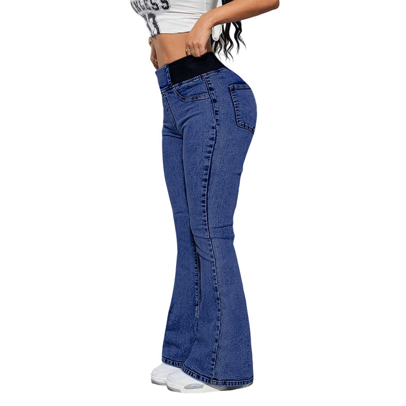Women's high-waisted jeans with stretchy legs