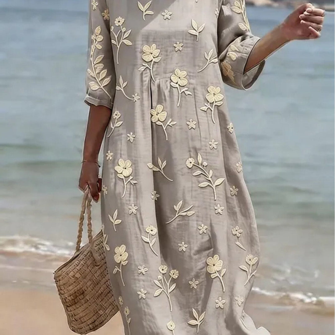 Simone | Embroidered Midi Dress