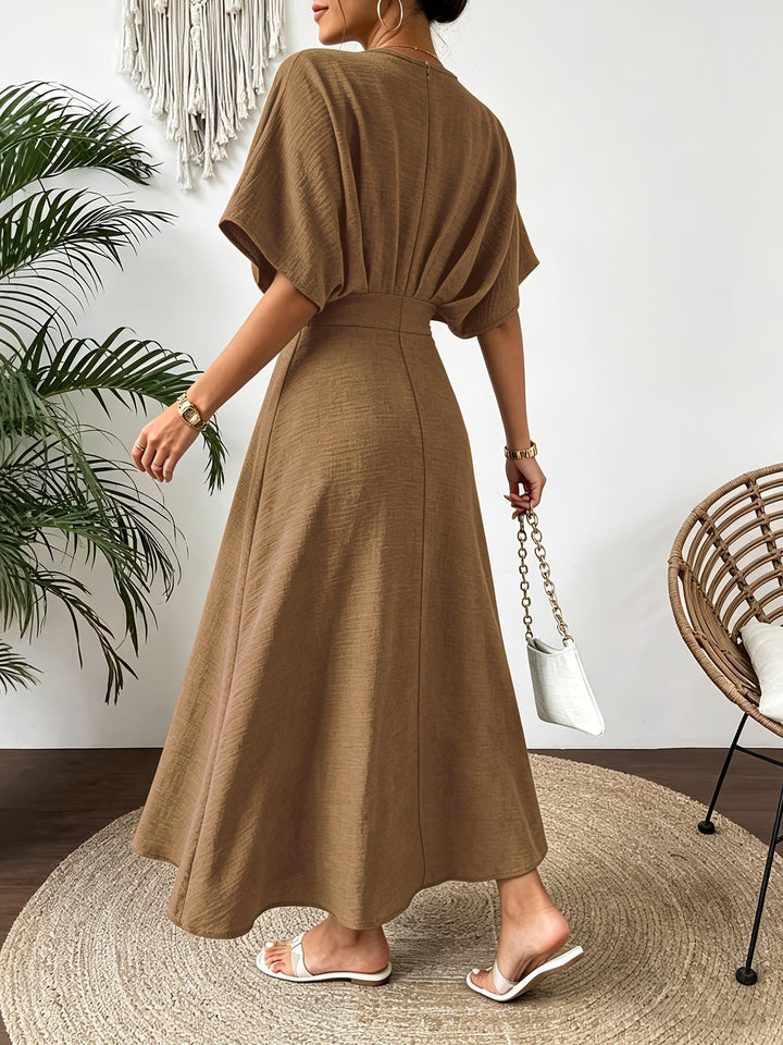Women’s midi dress with V-neckline