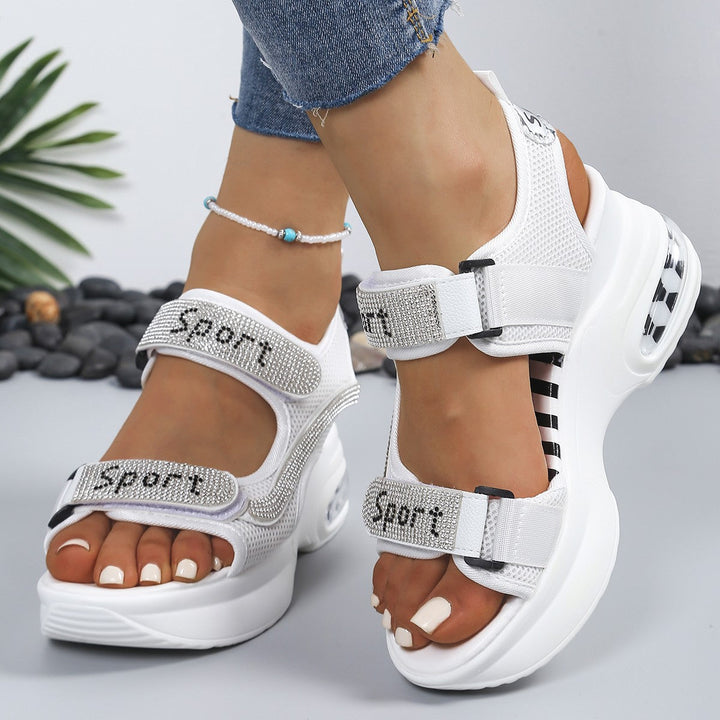 Chic orthopaedic platform sandals for women, embellished with crystals