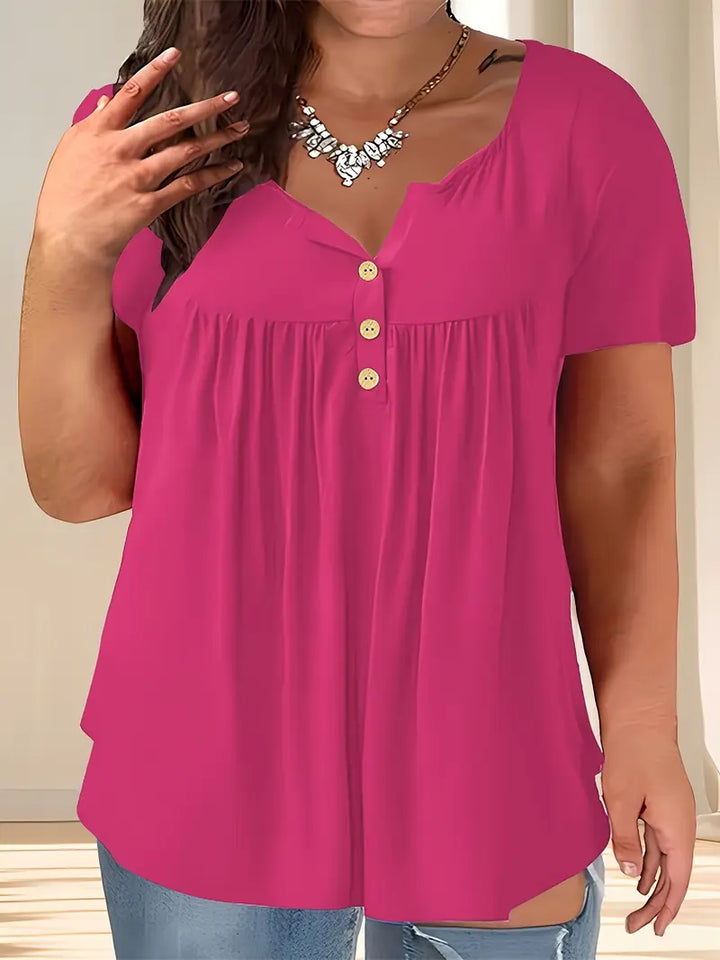 Zoey™ - Chic Plus-Size Pleated Blouse