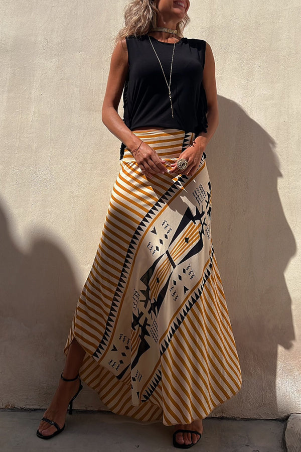 Women's High-Waisted Striped Maxi Tube Skirt