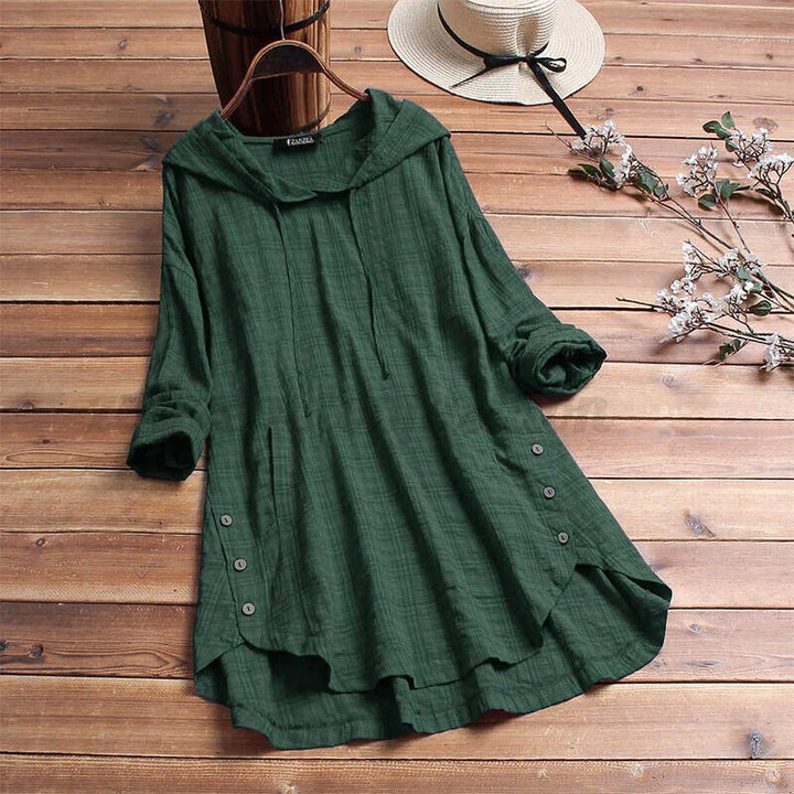 Hillary™ - Loose Cotton Sweatshirt with Button