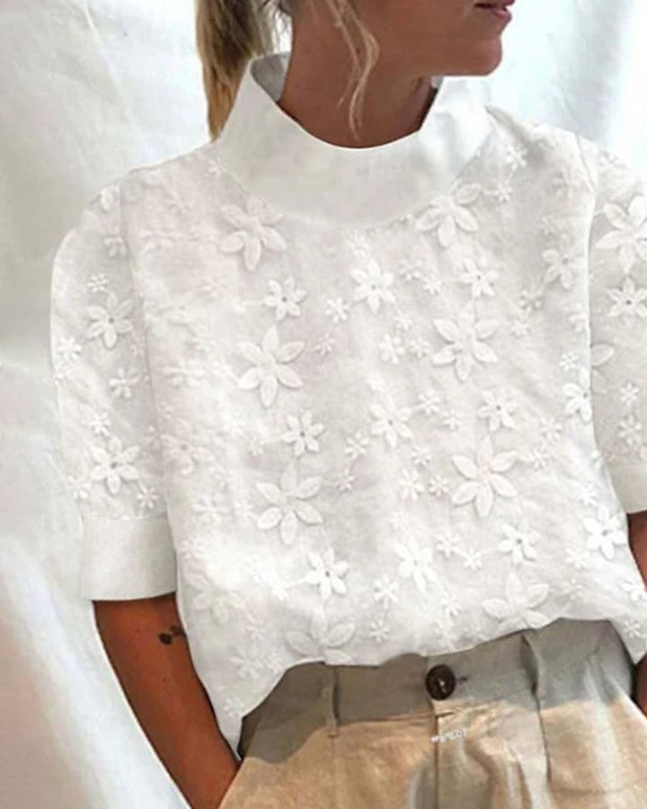 Doutzen™ - Women's Blouse with Lace Trim and Half-Length Sleeves