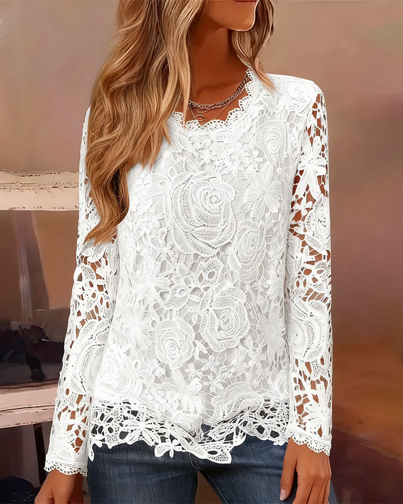 Timeless Long-Sleeve Lace Blouse