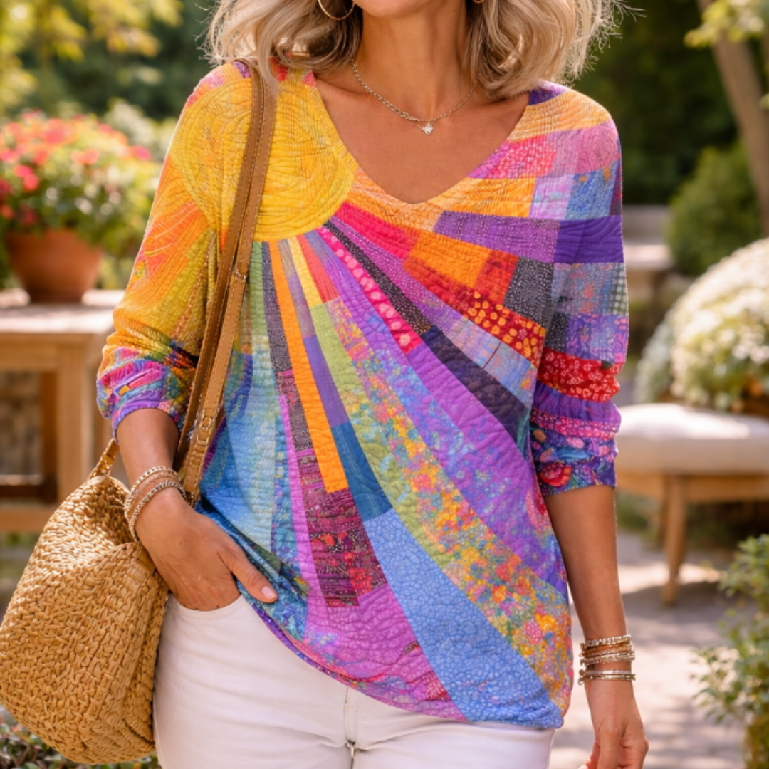 Retro Colorful Patchwork T-Shirt