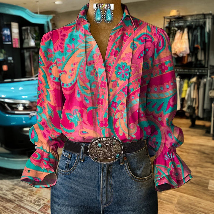 Retro floral print top