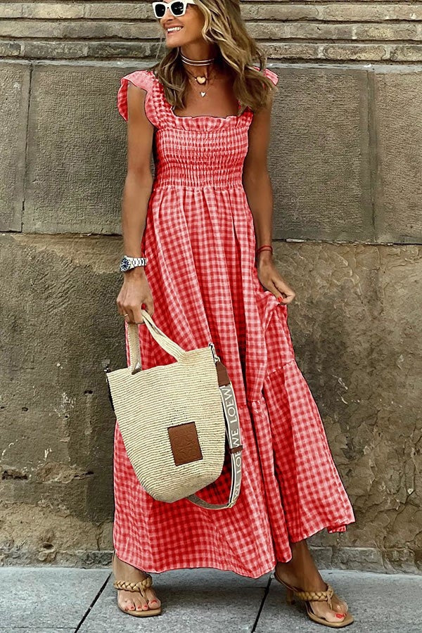 Ivara - Elegant Plaid Summer Dress