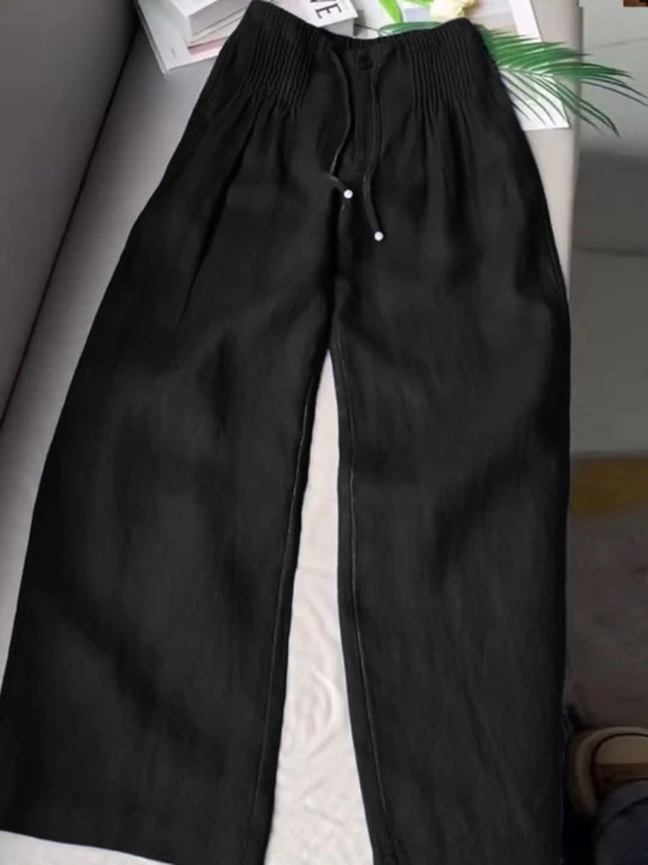 Camille | Cotton-Linen Blend Wide Leg Pants