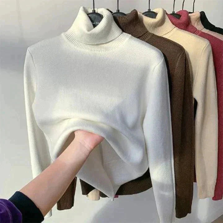 Leonie - Beige Turtleneck With Fleece Lining