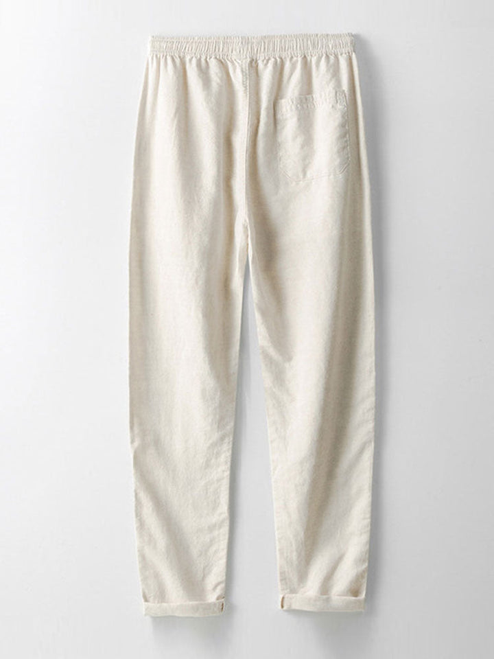 Button-up shirt and straight-cut trousers in a linen-rayon blend