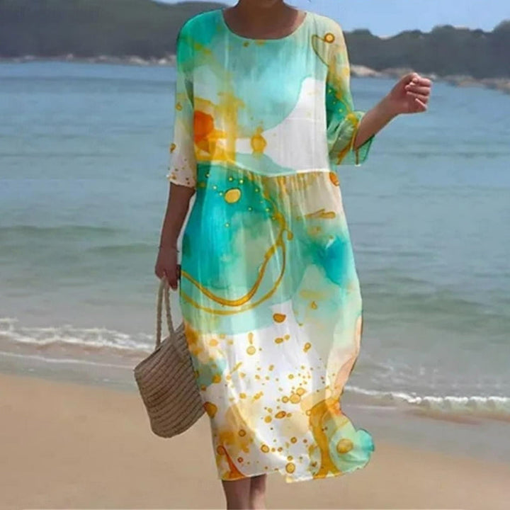 Miranda - Elegant Floral Dress That Hides the Tummy