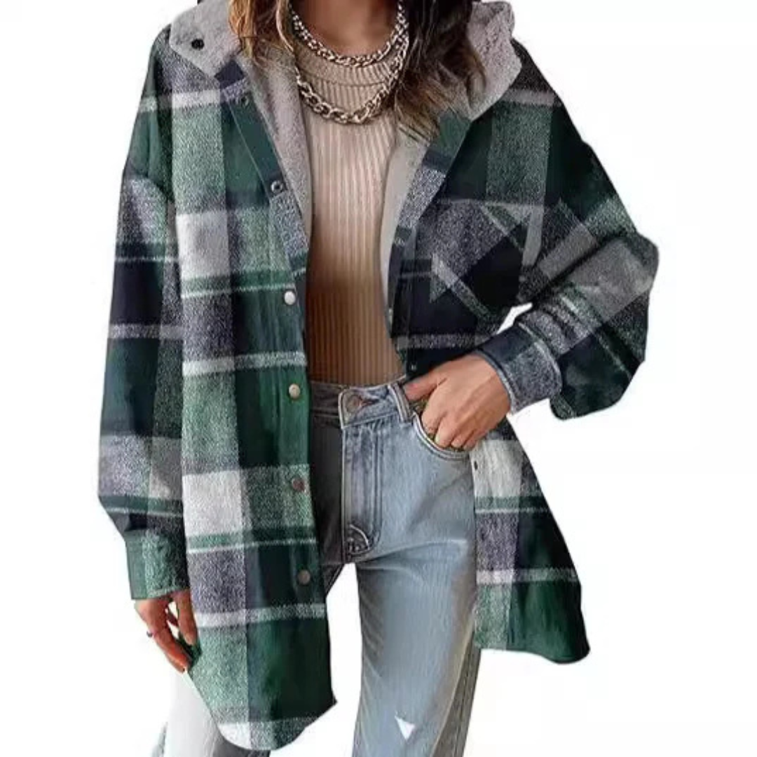 Tallulah™ - Relaxed Fit Plaid Hooded Jacket