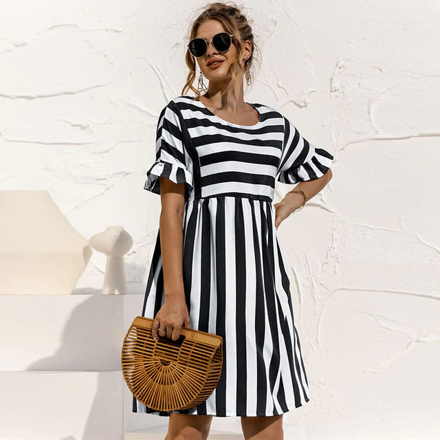 Levoire | Striped Ruffle Maternity Dress