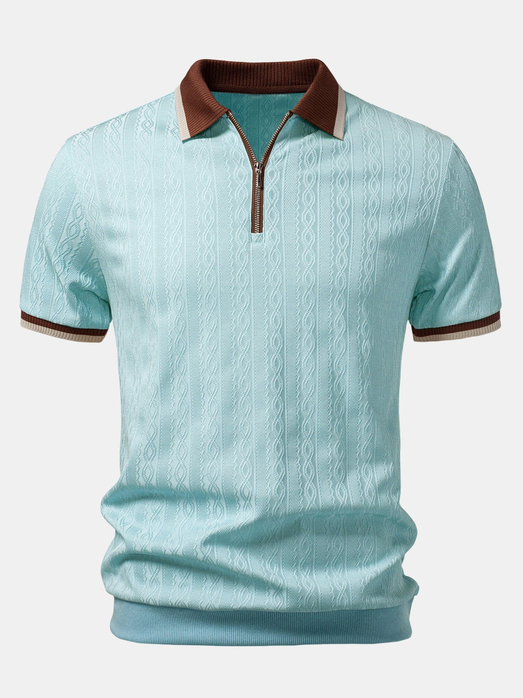 Herren Kurzarm Zip Polo & Elastischer Bund Gerade-Hosen Set