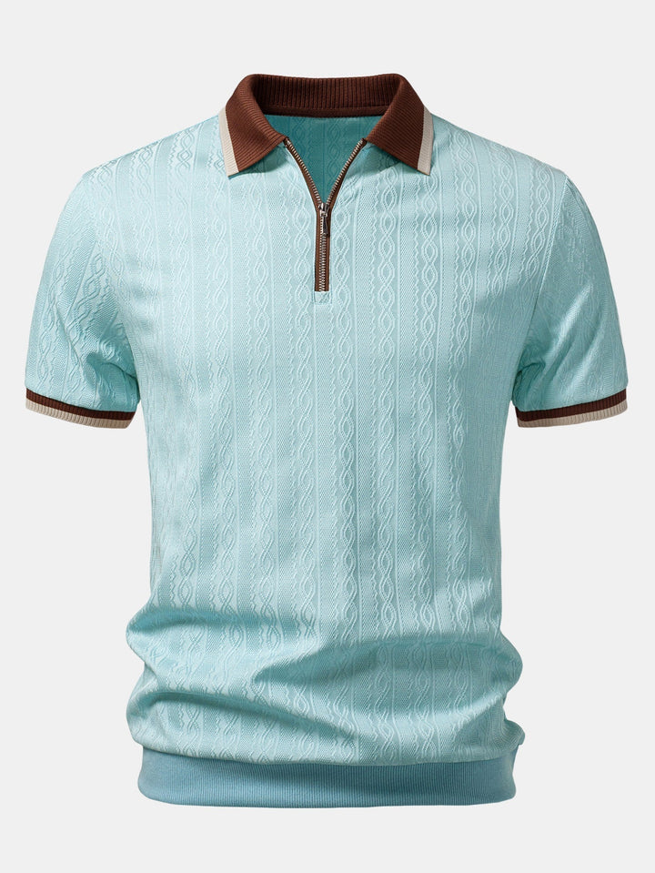 Herren Kurzarm Zip Polo & Elastischer Bund Gerade-Hosen Set