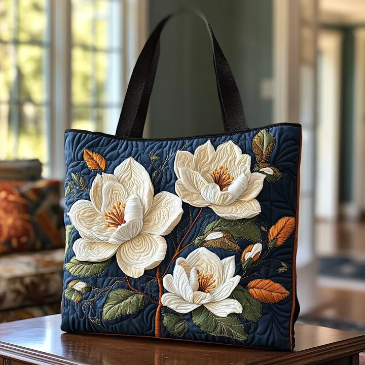 Handmade Quilted Bag - Delicate Magnolia Pattern