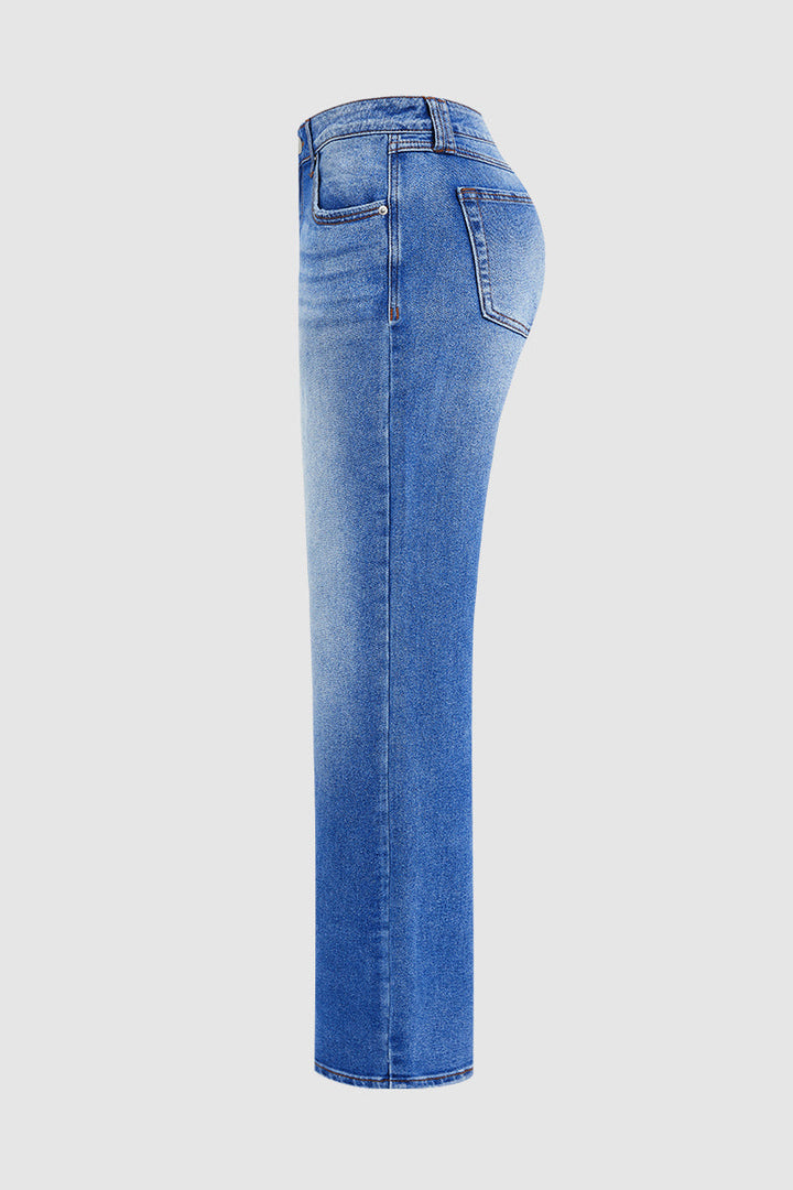 Mid-rise straight-leg jeans