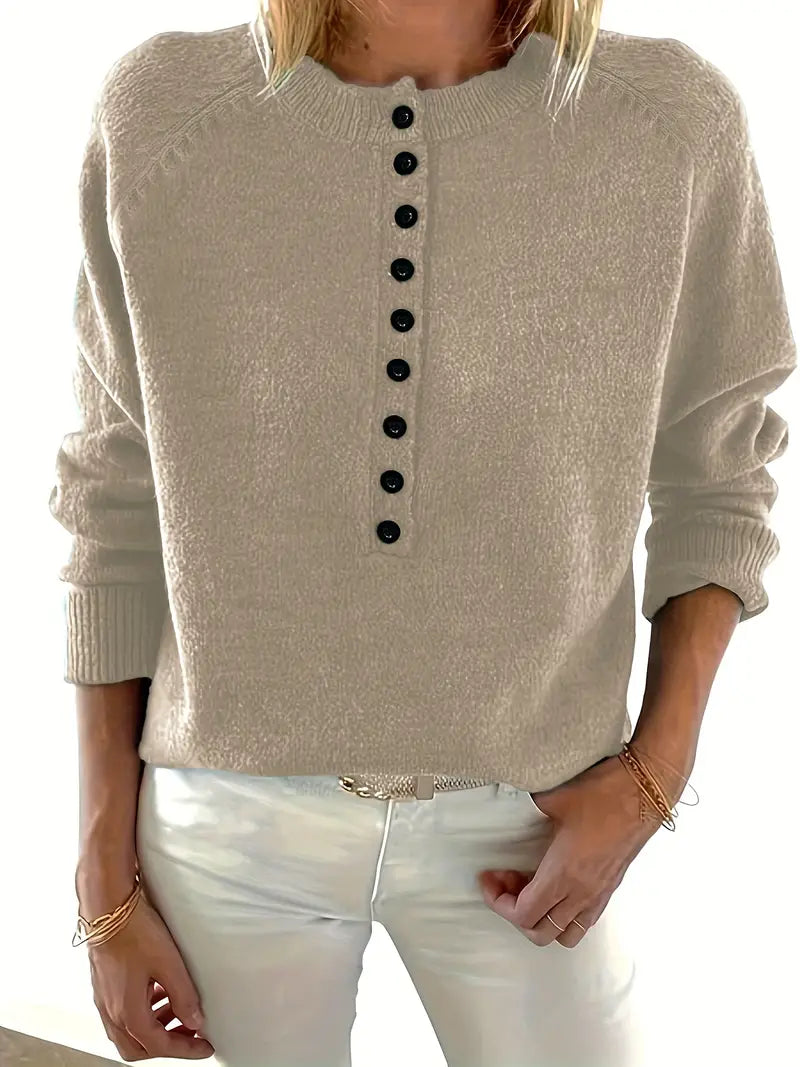 Caroline - Solid Half-Button Sweater