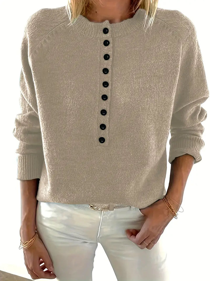 Caroline - Solid Half-Button Sweater