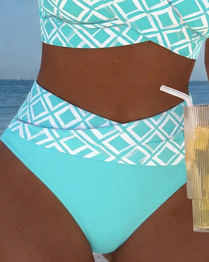 Martina | Checked bikini with wire-free bra and high-cut briefs