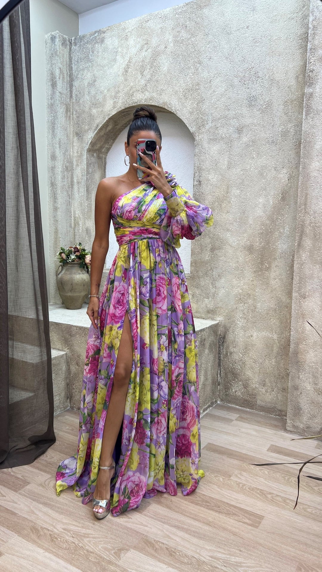 Whitney | Chic Flowing Shoulder Dress for Summer Occasions