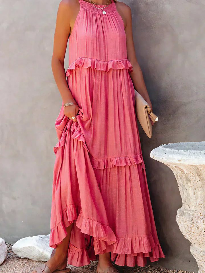 Sarah | Halterneck Ruched Maxi Dress (Almost sold out)