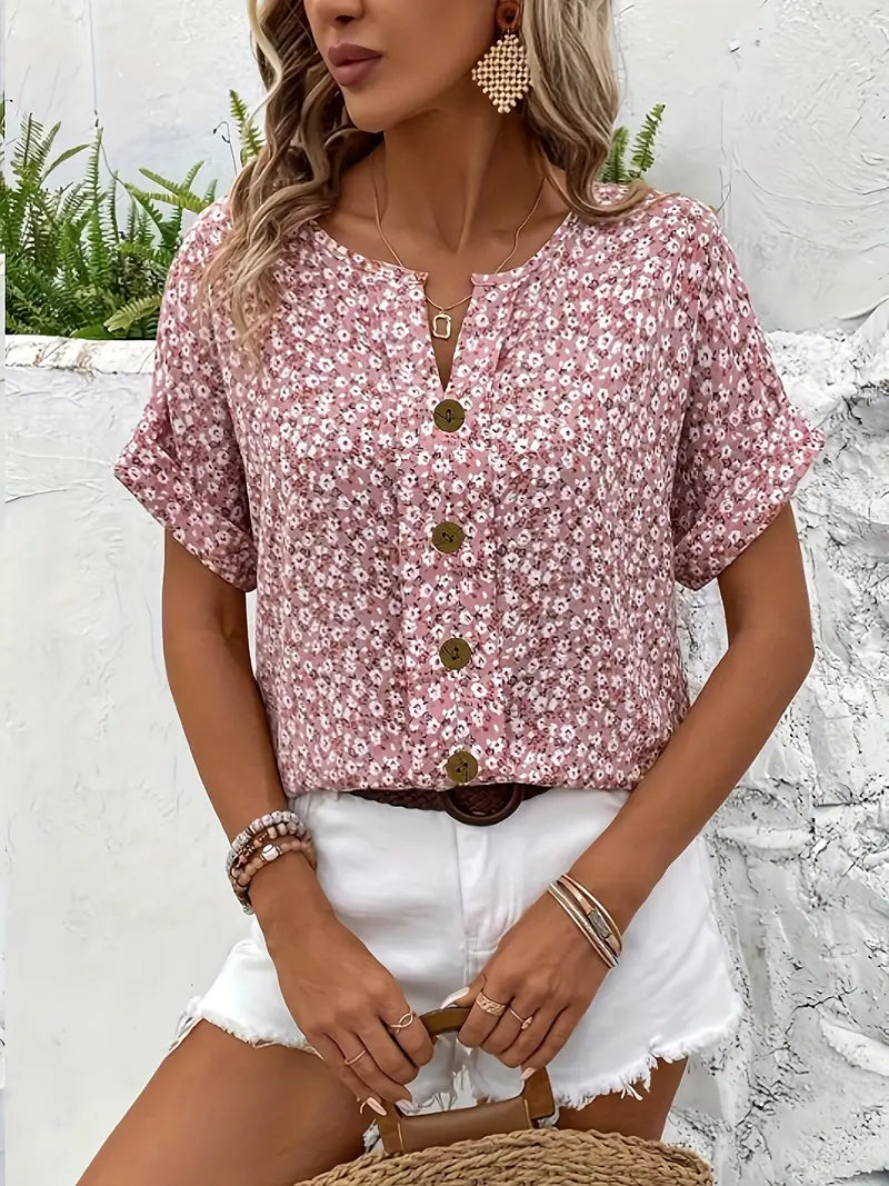 Cindy™ | Blouse with floral print and tiered collar